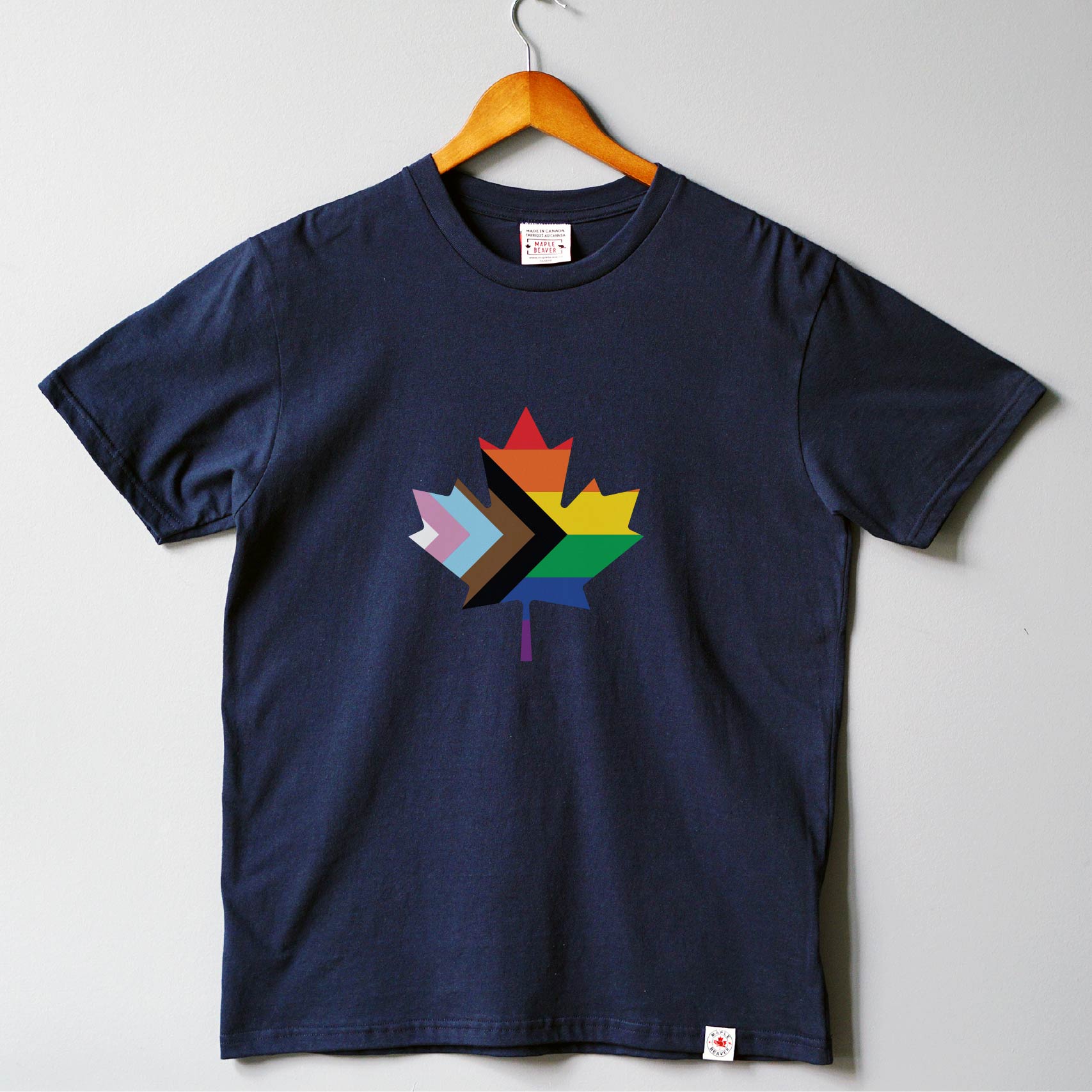 The pride tshirt in Navy colour by Maple Beaver - full front shot