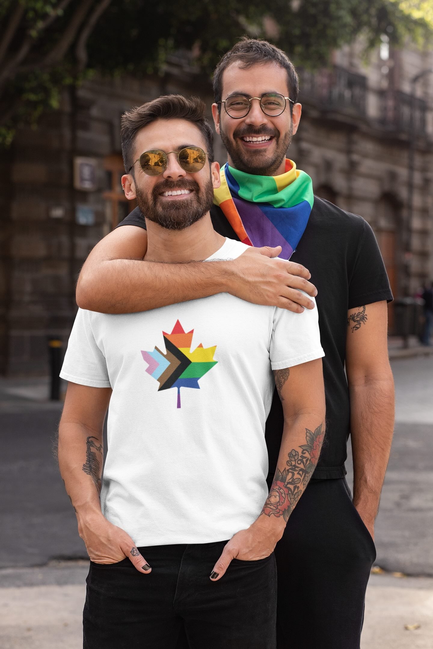 Man wearing the pride tshirt in White colour by Maple Beaver