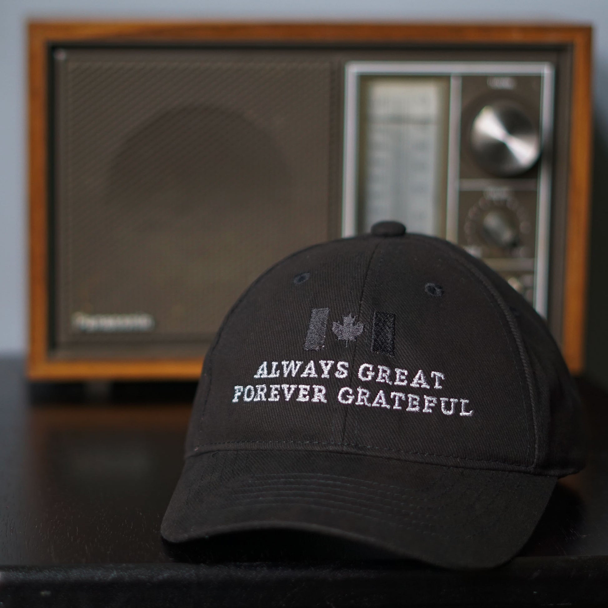 Black on black Canadian Flag Cap – Always Great Forever Grateful™ Canada Day Hat Made in Canada