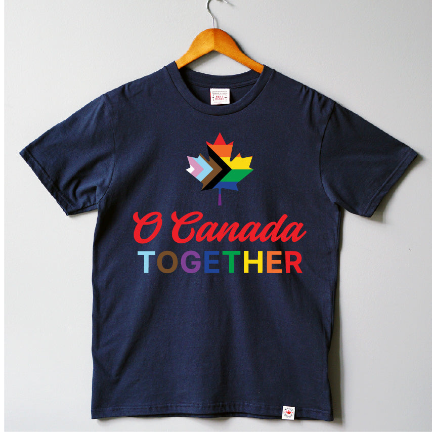 full front view of the pride t shirt in Navy colour by Maple Beaver