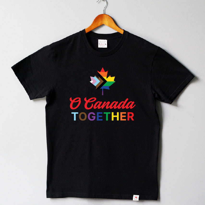 full front view of the pride t shirt in black colour by Maple Beaver