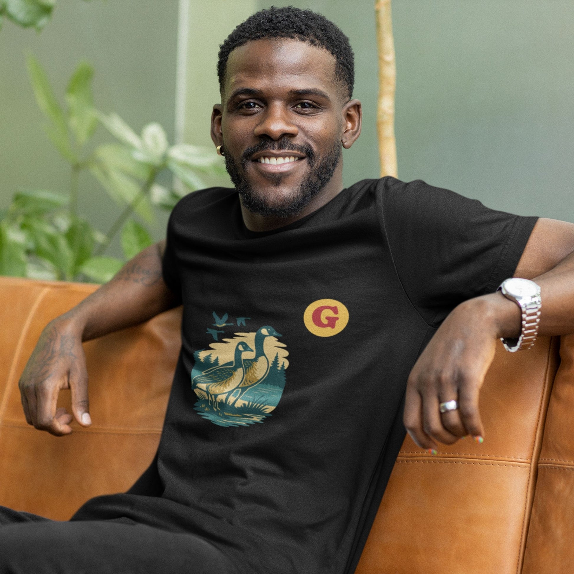 Man wearing the Canada Goose T Shirt in Black colour from the Canadian ABC collection by Maple Beaver