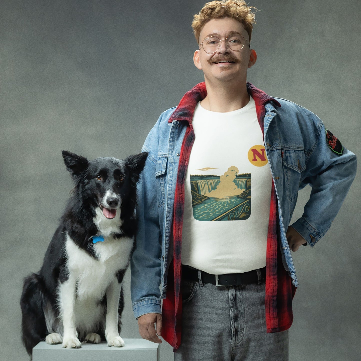 Man wearing the Niagara Falls Canada T shirt in White colour from the Canadian ABC collection by Maple Beaver