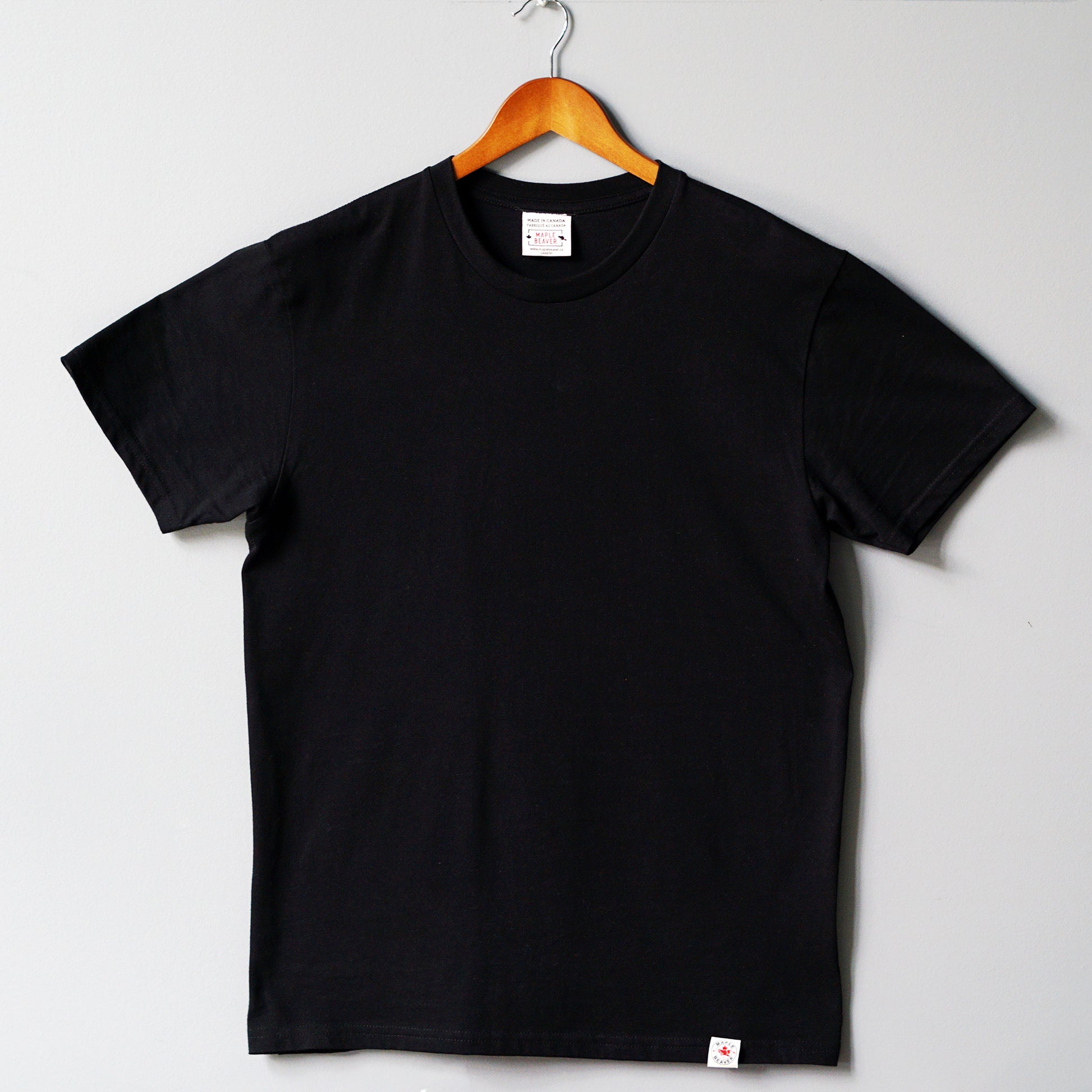 Black Organic Cotton T Shirt – Minimalist Unisex Fit Made in Canada