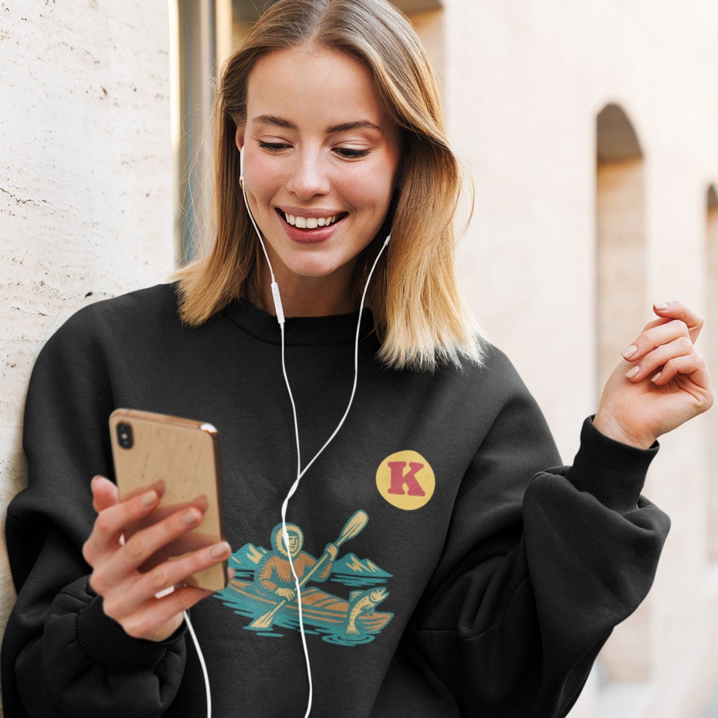 Kayak illustration Canadian Sweatshirt in Organic Cotton