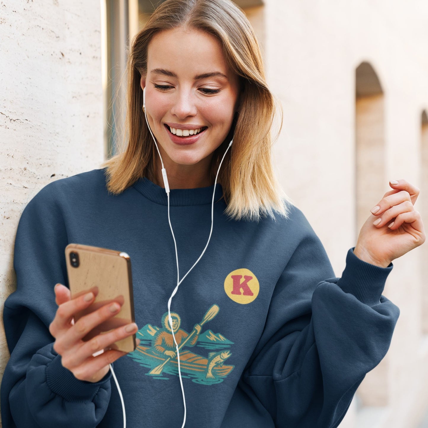 Kayak illustration Canadian Sweatshirt in Organic Cotton