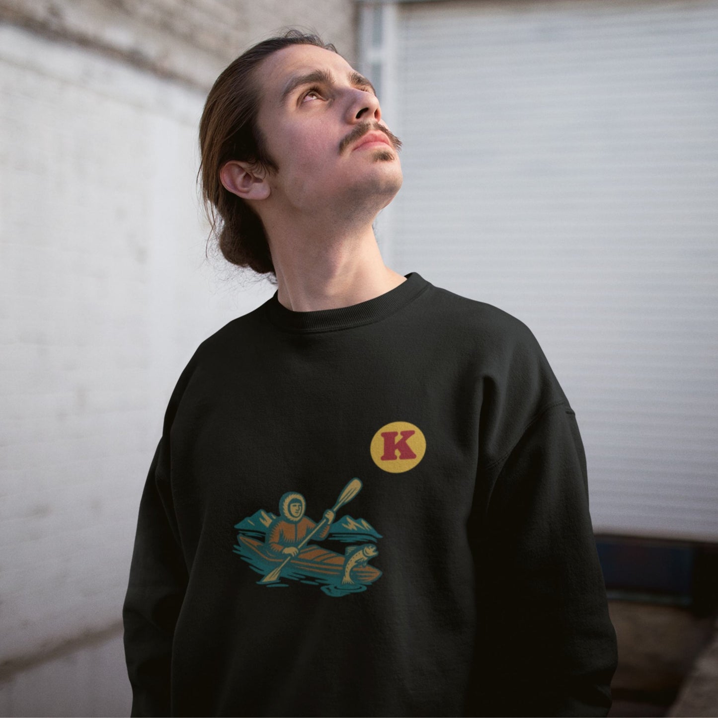 Kayak illustration Canadian Sweatshirt in Organic Cotton