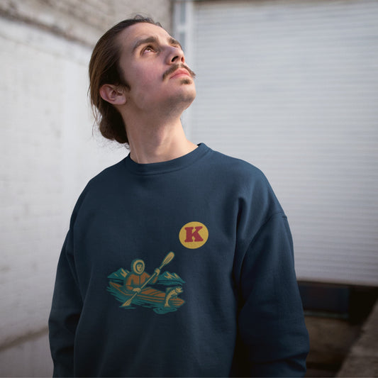 Kayak illustration Canadian Sweatshirt in Organic Cotton