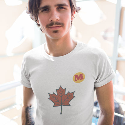 Man wearing the Maple Leaf Canada T shirt in White colour from the Canadian ABC collection by Maple Beaver