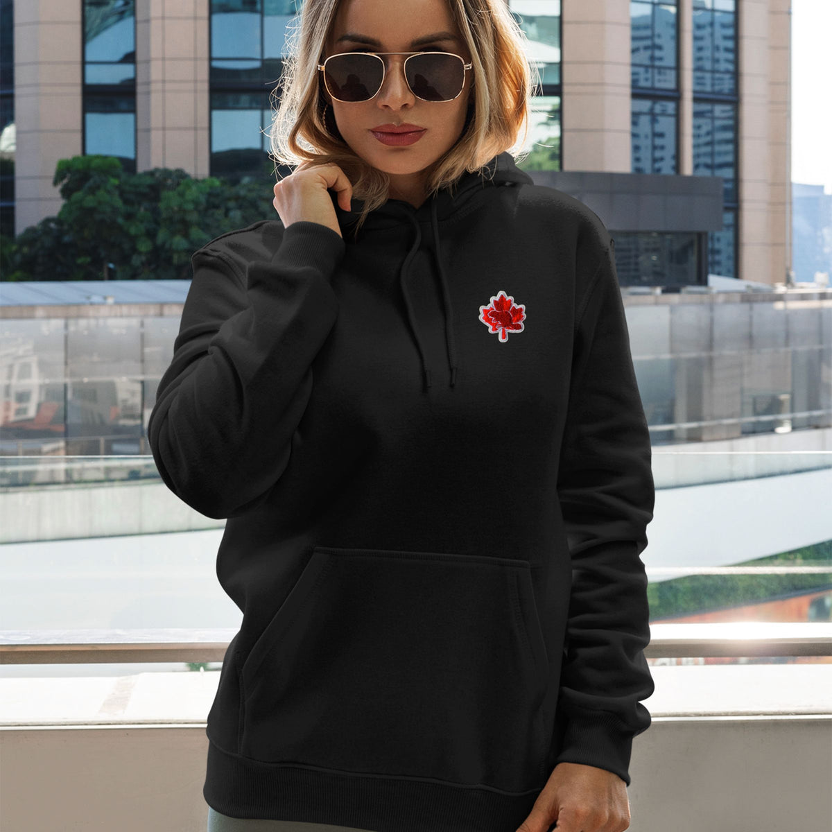 The Canadian Icons: Maple & Beaver Organic Cotton Hoodie | Black