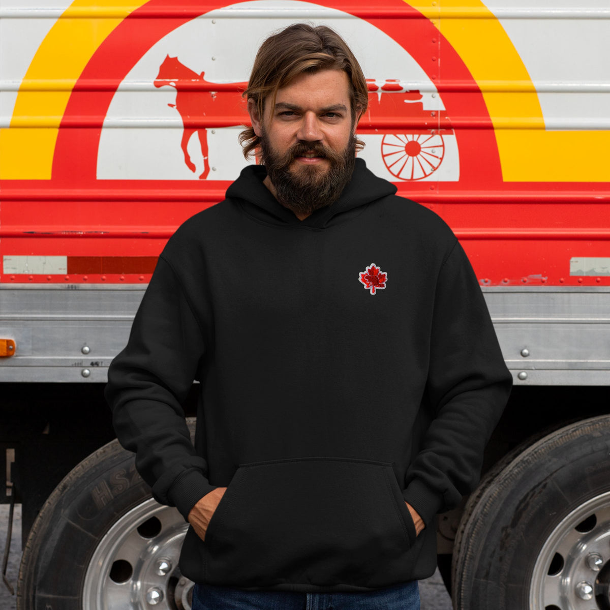 The Canadian Icons: Maple & Beaver Organic Cotton Hoodie | Black