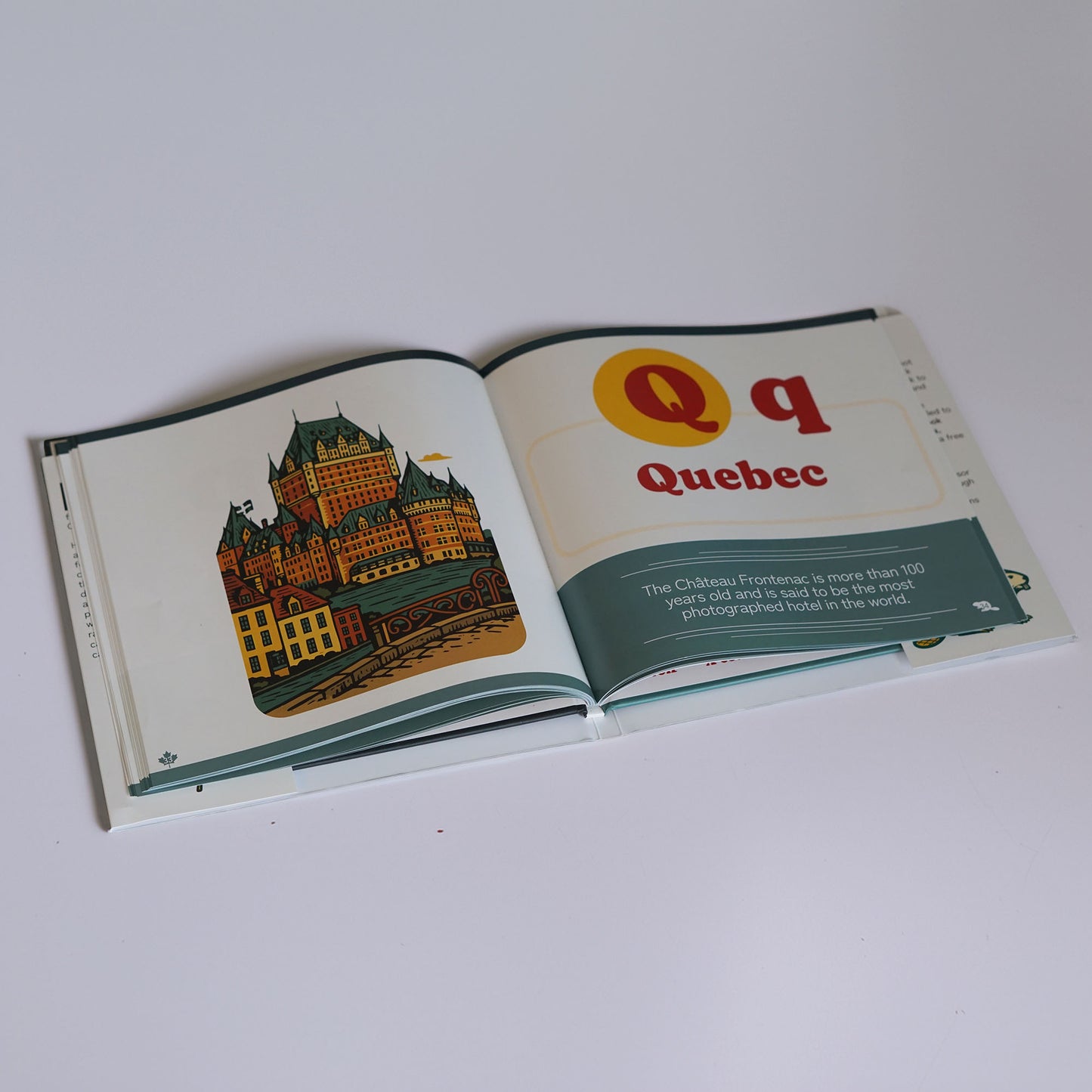the Q for Quebec page from the Canadian ABC book from Aurora to Zamboni by Kedaar Mungali