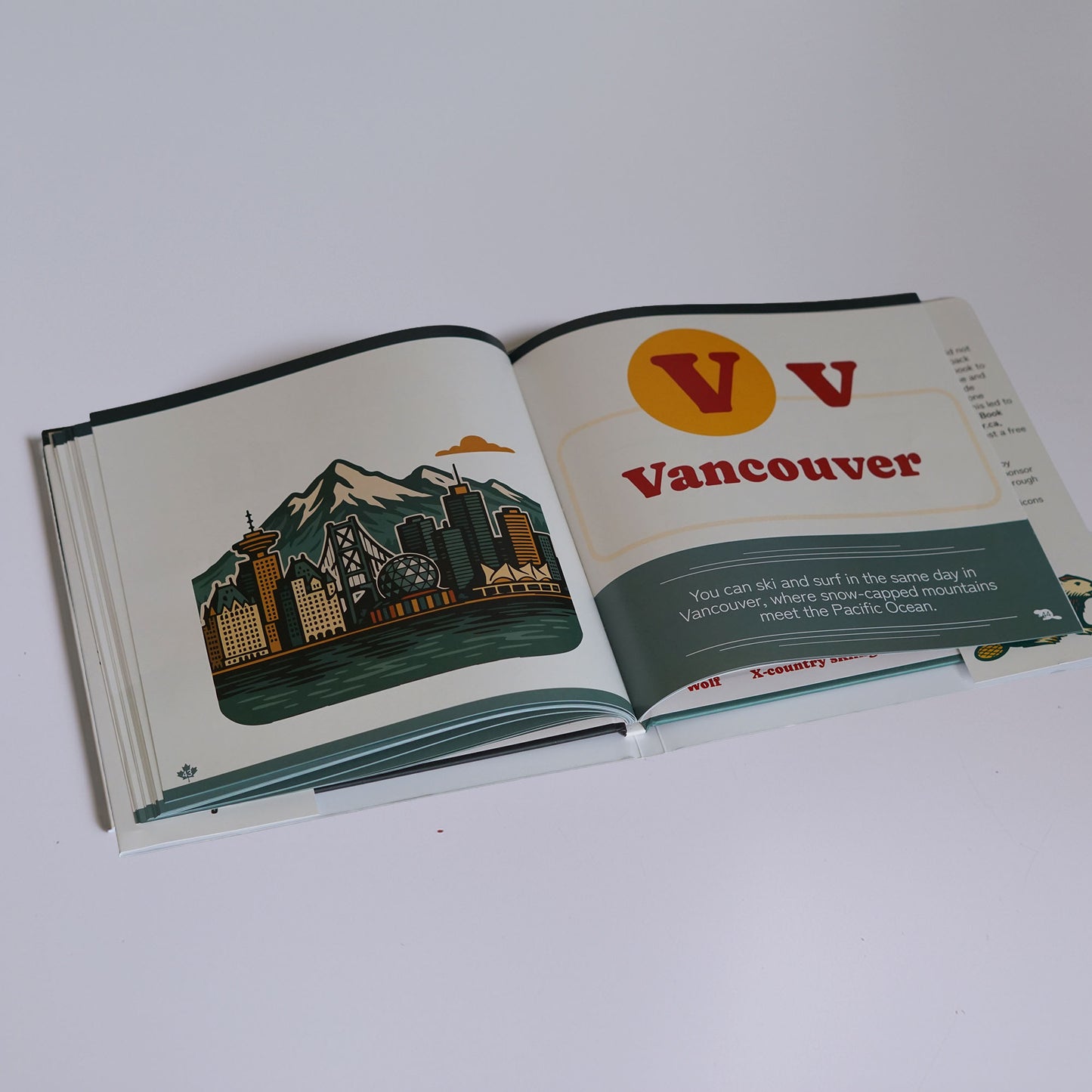 the V for Vancouver page from the Canadian ABC book from Aurora to Zamboni by Kedaar Mungali