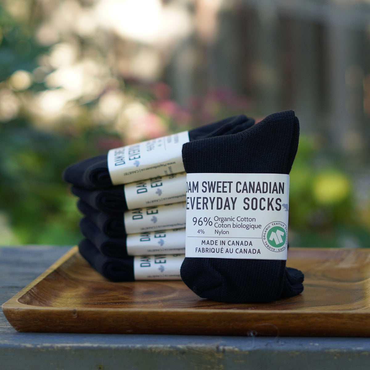 Dam Sweet Canadian Everyday Socks | 96% Organic Cotton | Made in Canada - Black