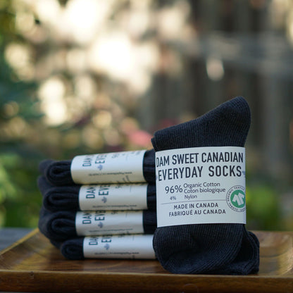 Dam Sweet Canadian Everyday Socks | 96% Organic Cotton | Made in Canada - Charcoal