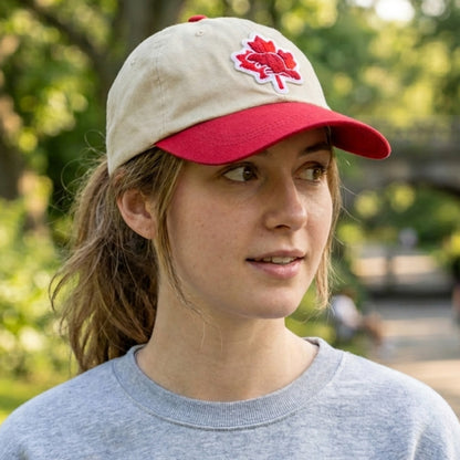 Maple and Beaver Canadian Icons Organic Cotton Dad Hat - Beige