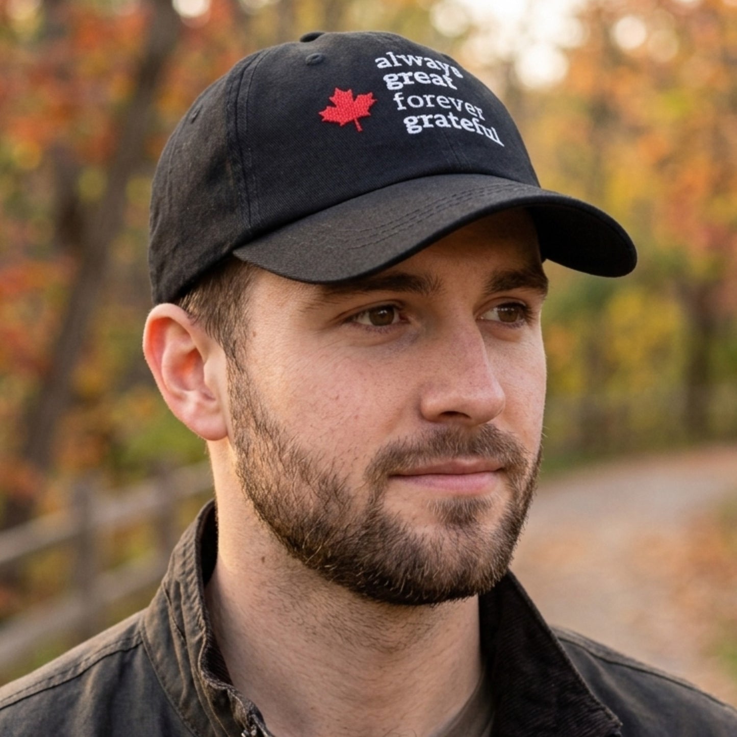 Always Great Forever Grateful™ Organic Cotton Dad Hat - Black