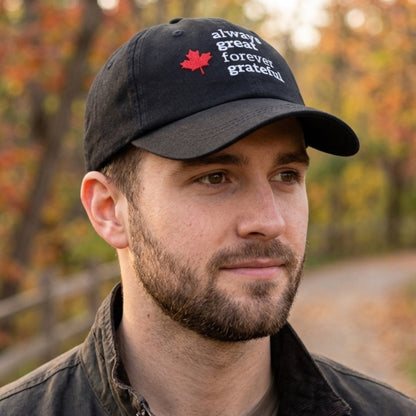 Always Great Forever Grateful™ Organic Cotton Dad Hat - Black