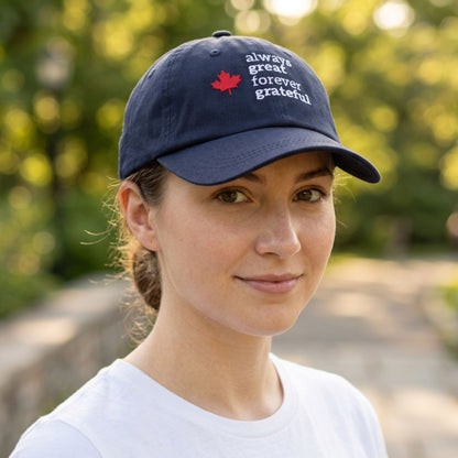 Always Great Forever Grateful™ Organic Cotton Dad Hat - Navy