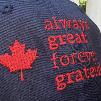 Always Great Forever Grateful™ Organic Cotton Dad Hat - Navy subtle