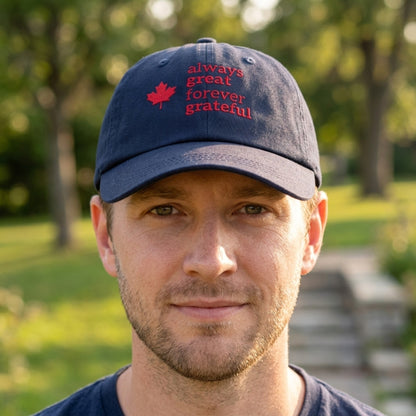 Always Great Forever Grateful™ Organic Cotton Dad Hat - Navy subtle