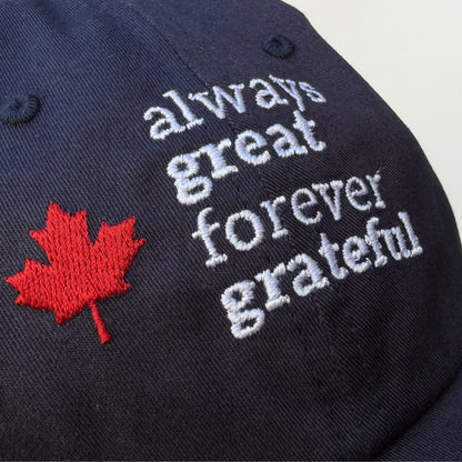 Always Great Forever Grateful™ Organic Cotton Dad Hat - Black