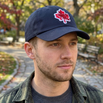 Maple and Beaver Canadian Icons Organic Cotton Dad Hat - Navy