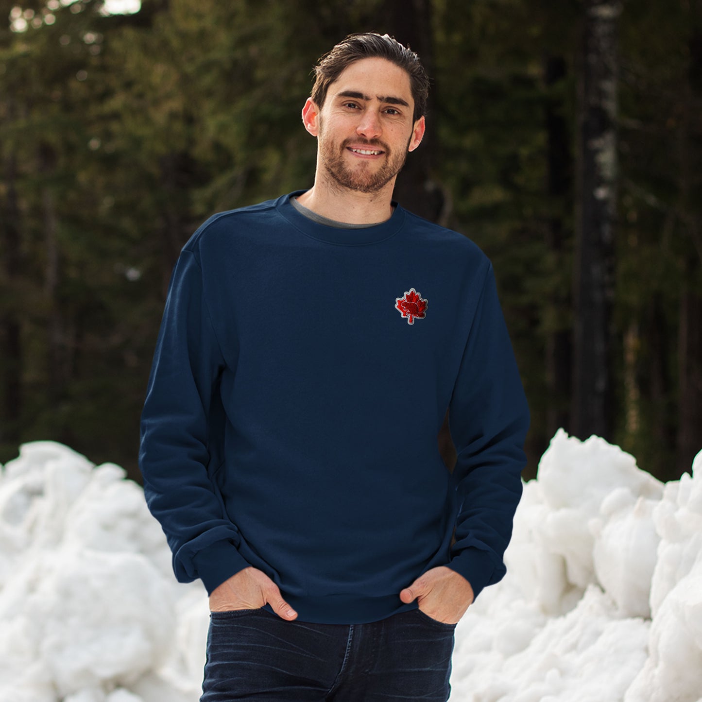 The Canadian Icons: Maple & Beaver | Organic Cotton Sweatshirt | Navy